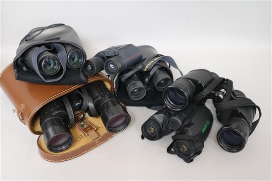 Six pairs of binoculars